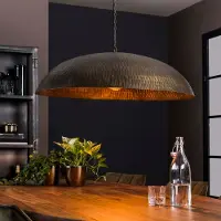Lyora Lampe pendante ronde en métal Cupola Ø 90 cm - bronze en cuivre