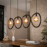 Lyora Lampe pendante Anneaux Pebble Noir arctique - 4x E27