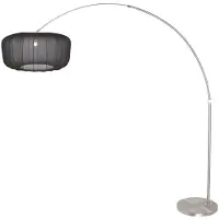 Steinhauer Lampe à arc Vela Lino avec teinte noire Ø60cm
