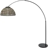 Steinhauer Lampe à arc noir Nox Light avec une teinte en bambou Ø60 cm