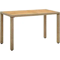 vidaXL Table de jardin beige 123x60x74 cm Poly rotin & bois massif acacia
