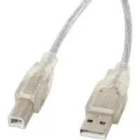 Lanberg Usb-A Mâle Vers Usb-B Mâle Câble Ca-Usba-12Cc-0018-Tr,Ferrite,Transparent,1.8 Mètre