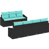 vidaXL Ensemble de canapé de jardin avec coussins 8 pcs noir poly rotin