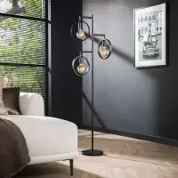 Lyora Lampe sur pied à 3 anneaux Ring noir - E27