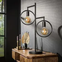 Lyora Lampe de table à 2 anneaux Ring noir - E27