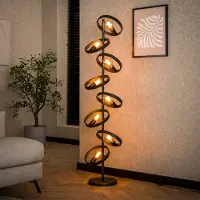 Lyora Lampe sur pied Rings Hover 160 cm - 8x E27 - fusain