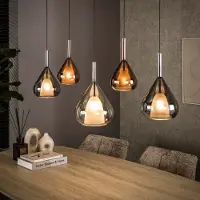 Lyora Lampe pendante de table à manger Wings 5 lumières - Ø 24cm verre