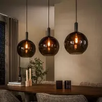 Lyora Lampe suspendue en verre Sfera 3x Ø 30cm - verre fumé