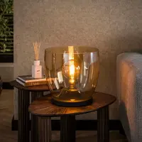 Lyora Lampe sur pied en verre ambré UP Ø 33cm - 32cm de hauteur