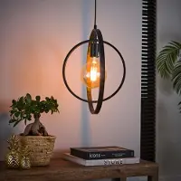 Lyora Lampe pendante moderne Ø 40cm Turn Charbon de bois