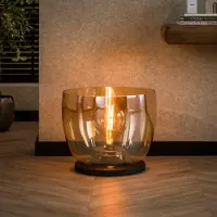 Lyora Lampe sur pied en verre ambré UP Ø 48cm - 41cm de hauteur
