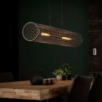Lyora Lampe suspendue industrielle en maille Cylinder 121cm - 2x E27
