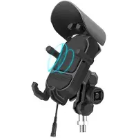 Zandona Support de TéLéPhone pour Moto 15W Chargeur Sans Fil USB QC3.0 Support de Smartphone pour VéLo à Charge Rapide Support de TéLéPhone à 360