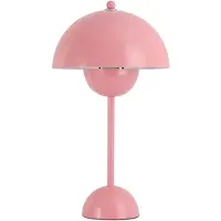 Alpinaluz Lampe de table champignon en forme de pot de fleurs, rose, métal, 34 cm, douille E27 pour chambre à coucher, salon, chambre d'enfant, bureau ou étude