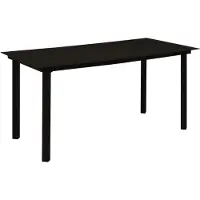 Syfax Table à dîner de jardin Noir 150x80x74 cm Acier et verre