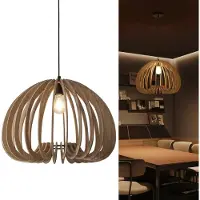 Alpinaluz Grande suspension moderne en bois MDF de style rétro-vintage pour la cuisine, le salon et la chambre à coucher Ø45 cm