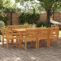 Prolenta Ensemble de jardin exclusif - Table et chaises pour 8 personnes, en bois d'acacia massif, couleur marron, comprenant 9 pièces
