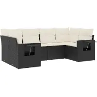 vidaXL Ensemble de salon de jardin 6 pièces avec coussins noir poly rotin