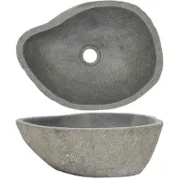 vidaXL Lavabo en pierre de rivière ovale (37-46)x(29-36) cm