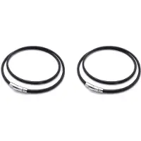 Typecat 2X Bijoux Collier Homme - Chaine - 3mm Cordon - Cuir - Acier Inoxydable - pour Homme - Couleur Noir Argent - avec Sac Cadeau - 55cm