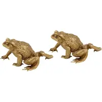 Typecat Lot de 2 figurines de grenouille porte-bonheur en cuivre Feng Shui