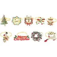 Typecat 9 PièCes Ronds de Serviette de NoëL Ensemble Porte-Serviette de NoëL en MéTal Arbre de NoëL Anneau de Serviette DéCor
