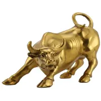 Tlily Statue de Taureau en Laiton Feng Shui Fortune, Sculpture DéCoration de la Maison Taureau en Cuivre Doré RepréSente la Bonne Chance de CarrièRe