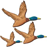 Typecat Décoration murale en bois représentant un canard colvert de 3 tailles, décoration rustique pour oiseaux volants