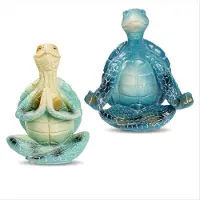 Typecat Lot de 2 figurines de tortues marines pour la méditation, décoration intérieure, style yoga, en résine.