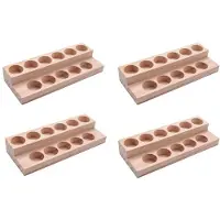 Tlily 4X Plateau D'Huile Essentielle En Bois 11 Trous Présentoir En Bois Naturel Fait Main Station de Démonstration pour Bouteilles de 5-15 Ml