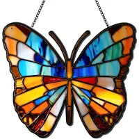 Typecat Pendentif lune espagnol en acrylique teinté pour fenêtre, décoration murale papillon