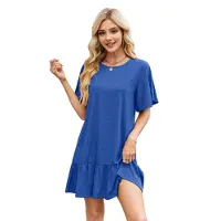 Typecat Robe à col rond et manches courtes bleu foncé XL