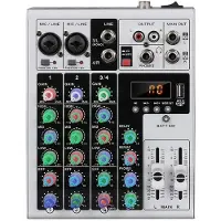 Typecat Mixeur Audio 4 Canaux, Console de Mixage DJ Karaoké Portable, XLR, , Alimentation Fantôme 48 V, pour Enregistrement MP3 sur PC, Prise UE