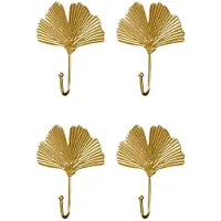 Torribaly 2X PatèRes DoréEs, Support Suspendu pour Clé, Feuilles DéCoratives, Crochets MéTalliques, Crochets Muraux, Cintre