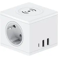 Kepptory Prise de Charge Sans Fil , Norme Européenne PD15W, Charge Rapide, USB, pour Bureau ou Prise de Charge Sans Fil (UE), A