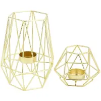 Tlily Ensemble de 2 Photophores GéOméTriques en MéTal avec Bougies Chauffe-Plat pour DéCorations de Salons et de Salles de Bains - Centres de Table pour