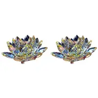 Torribaly 2X C Figurine de Fleur de Lotus en Cristal, Décoration de Mariage pour la Saint-Valentin, Collection Artisanale en Verre, Ornements de Table, Cadeau