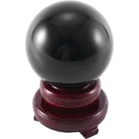 Kepptory Boule de cristal sphérique naturelle noire de 80 mm avec socle - pierre de guérison