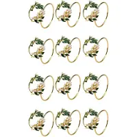 Torribaly Anneau de Serviette Anneau de Serviette de Fleur de Perle Dorée Lot de 12 Porte-Serviettes en Métal pour la Décoration de Table de Dîner de Noce