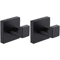 Torribaly 2 Paquets Noir Mat SerViette Crochet en Acier Inoxydable Salle de Bains Antirouille des VêTements Manteau Crochet Mur Monté Carré Toilettes Cuisine