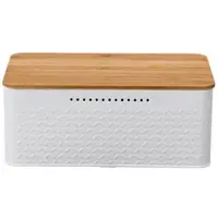 Tlily BoîTe à Pain,BoîTe à Pain Innovante Grâce au RevêTement en Carbone,Avec Trous de Ventilation IntéGréS,Y Compris Couvercle en Bambou Blanc