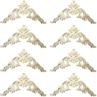 Tlily 8 Pièces Applique de Coin En Bois Sculpté En Caoutchouc 15 x 15cm Exquis Non Peint