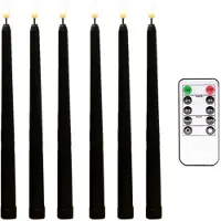Spactz Lot de 6 bougies coniques noires sans flamme avec télécommande