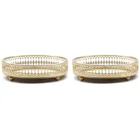 Torribaly 2X Verre Nordique ou Fer Plateau Ménage Lumière Luxe Décoration Plateau de Fruits Cosmétiques Bijoux Plateau de Rangement
