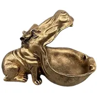 Melitt Statue D'Hippopotame en Résine pour la Maison, Figurine D'Hippopotame, Plat à Bonbons Amusant, Bol à Clés, Sculpture à Bouche, Décoration