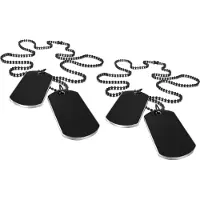 Typecat 4 Pieces Collier avec Un Pendentif D'Etiquette En Alliage Collier D'Armee Collier de Plaque D'Identification Double pour Homme Noir Collier En Chaine