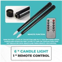 Melitt Lot de 6 Bougies Coniques D'Halloween à Distance, Fausses Bougies Pilier Sans Flamme de Couleur Noire, Bougies à Piles avec Conteneur