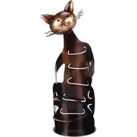 TAUOH Porte-bouteilles en forme de chat – support en métal décoratif, sculpture pour bouteille