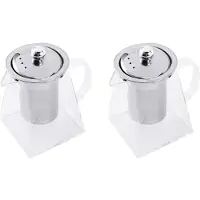 Tlily 2X Théière Carrée En Verre avec Infuseur, Théière En Borosilicate de 550 Ml avec Passoire, Théières à Feuilles Transparentes pour Thé En Vrac