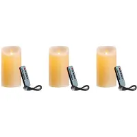 Melitt 3X Bougies LED, Bougies Sans Flamme Scintillantes, Bougie Rechargeable, Bougies en Cire Véritable avec Télécommande, 10 cm A